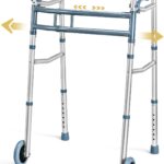 Medical king Walkers for Seniors Aluminum Lightweight Walker with Wheels, Adjustable Width and Height, Folding Walker for Elderly, Handicapped, Disabled 2 Wheels in Front