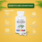 Pure Resveratrol Supplement – 600mg Antioxidant for Heart Health, Anti-Aging, Immune & Cognitive Support – Non-GMO, Gluten-Free, Soy-Free, Vegan – 60 Capsules, Japanese Knotweed - Image 4