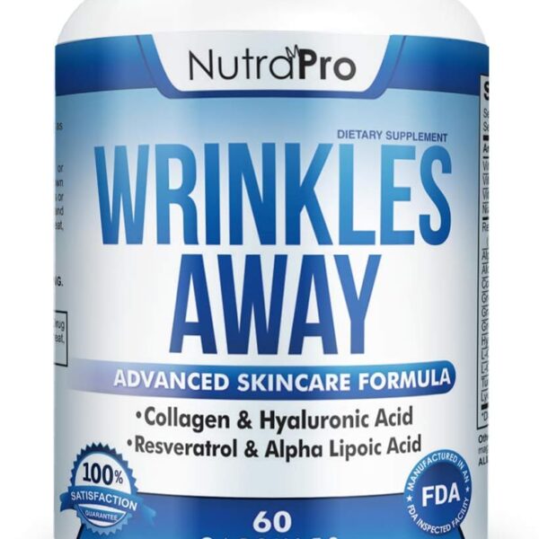 NutraPro Anti Wrinkle and Ageless Skin Vitamins - Dermal Repair Complex for Skin Repair with Collagen & Resveratrol & Alpha - Lipoic Acid & Hyaluronic Acid Supplement to Renew Skin