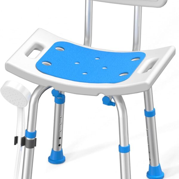 Shower Chair for Inside Shower with Removable Back, FSA/HSA Eligible 400 lbs Heavy Duty Bath Seat for Bathtub, Safety Bath Stool for Seniors and Disabled