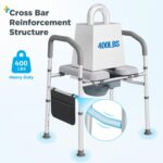 Bedside Commode for Seniors, FSA HSA Eligible Bedside Commode with Adjustable Width and Height, 400 LBS Weight Capacity, 16.9 Inch Extra Large Soft Seat Plate - Image 3