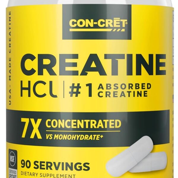 Creatine HCl Capsules | Muscle, Cognitive, Cellular Energy Support | No Bloating or Cramps | USA Made & NSF Certified | Creatine Pills (90 ct)