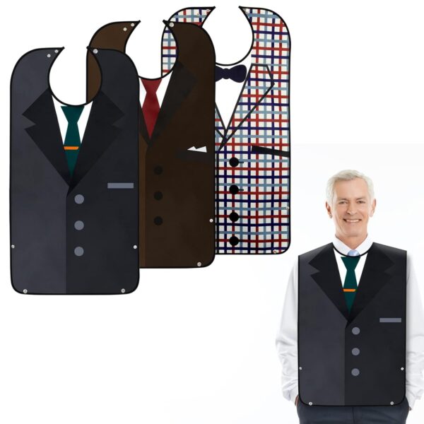 TaTazon Adult Bibs, Bibs for Men Eating Washable, Reusable Adult Clothing Protectors with Crumb Catcher