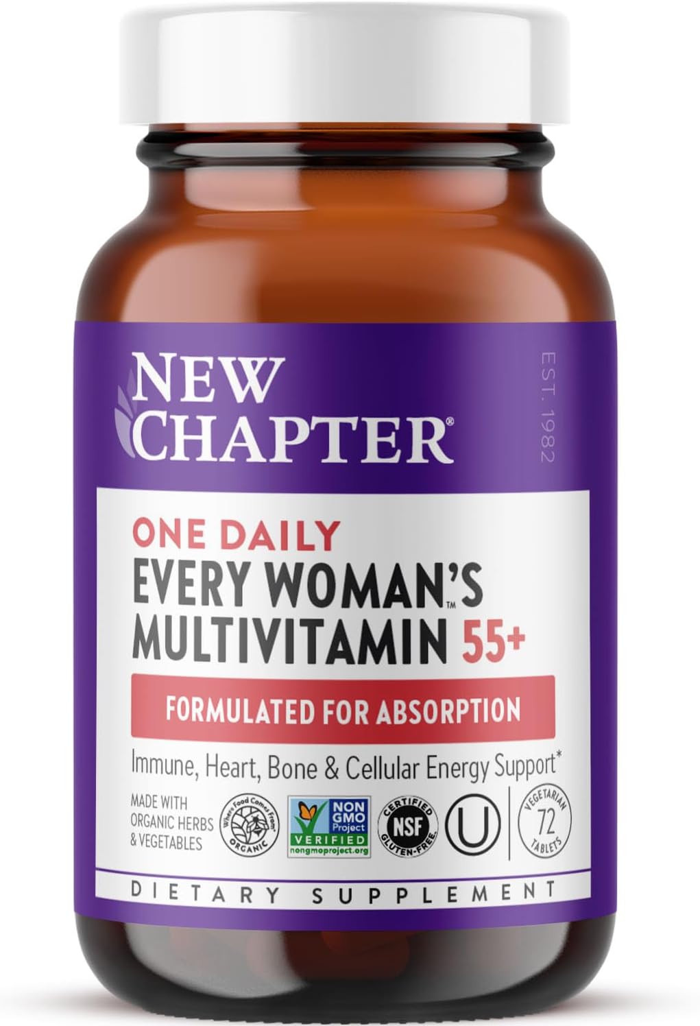61zZ9iO7AML._AC_SL1500_.jpg New Chapter Women's Multivitamin 50 Plus for Cellular Energy, Heart & Immune Support with 20+ Nutrients + Astaxanthin - Every Woman's One Daily 55+, Gentle on The Stomach, 72 Count - Image 1