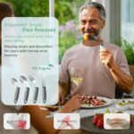 4-Piece Adaptive Utensils Set - 42° Angled Parkinsons Utensils, 2.5 oz Weighted Utensils for Hand Tremors and Parkinsons Patients, Weighted Silverware for Hand Tremors (Grey: Right-Handed) - Image 2