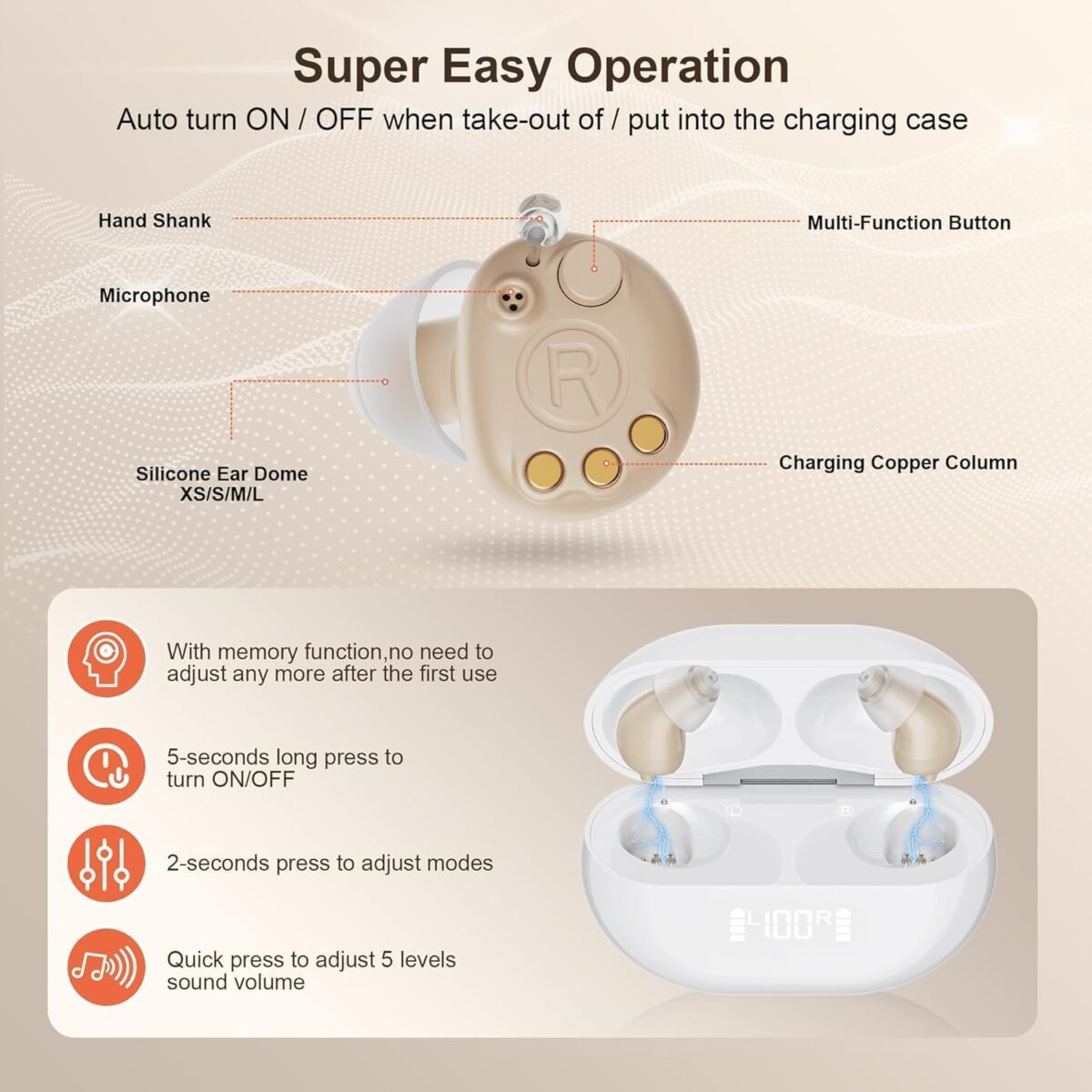 Hearing Aids, Invisible Rechargeable Digital Hearing Aids for Seniors with 16-Channel Sound Processing Noise Cancelling OTC Auto-On/Off with Charging Case - Image 5