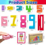 20Pcs Wooden Number Building Blocks, Montessori Number Blocks Math Learning Toys for Kids Digital Educational Counting Toys Learning Toys for Parent-Child Interaction Social Skills Development - Image 2
