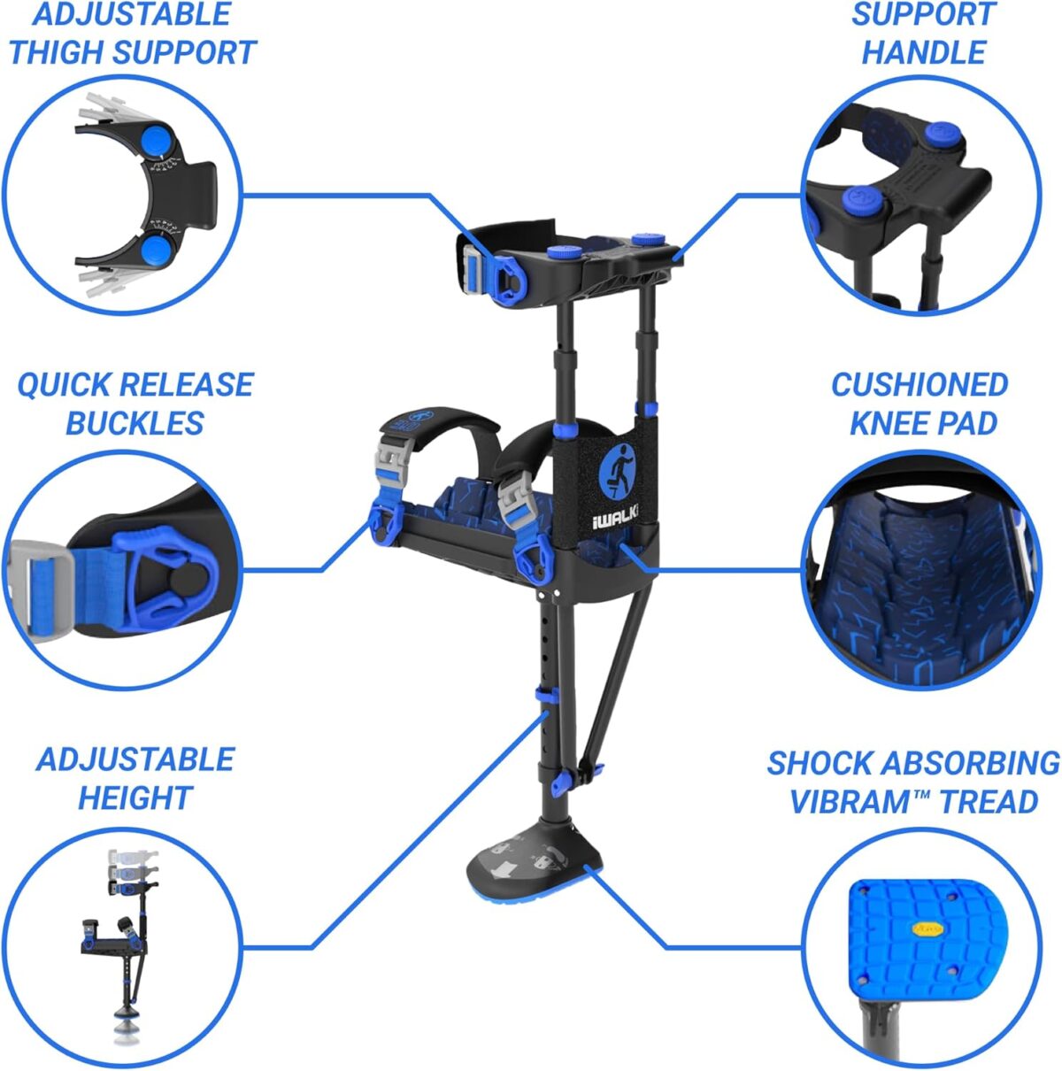 iWALK3.0 – The Original Hands Free Knee Crutch - Alternative to Crutches and Knee Scooters - iWALK Replaces Crutches for Adults - Peg Leg Crutch For Lower Leg Injuries Only - Image 8