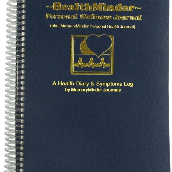 HEALTHMINDER Personal Wellness Journal. Health & Wellness Diary,Medical notebook,Symptoms Log. Track health, weight, medications, vitamins, blood pressure, sugar levels, overhealth and wellness.