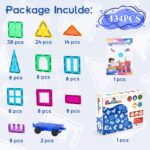 Magnetic Building Tiles, 134PCS Large Magnet Building Set,Magnetic Blocks, 3D STEM Stacking Toys, Magnets Toy for Kids Boys Girls - Image 2