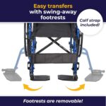 Drive Medical Blue Streak Wheelchair with Flip Back Desk Arms, Swing Away Footrests, 16 Inch Seat - Image 3