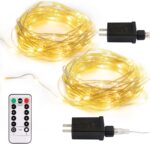 2 Pack Fairy String Lights Plug in, 33Ft 100 Micro Starry LED Twinkle Fairy Lights IP68 Full Waterproof with Remote for Bedroom Garden Christmas Decor (Warm White)