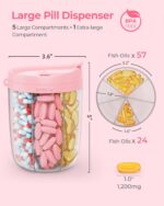 Large Pill Dispenser with 6 Compartments, Anti-Mix Pill Bottle Organizer with Wide Opening & Easy Retrieval, Vitamin Organizer for Travel, BPA-Free Pill Box with a Strap, Pink - Image 2
