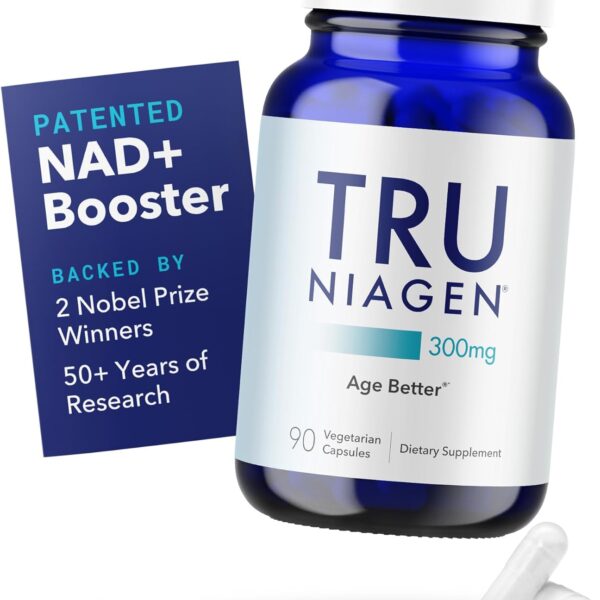 TRU NIAGEN Patented NAD+ Supplement for Anti Aging and Cell Regeneration, 300 mg Niagen, 90 Servings | Supports Cellular Energy, Brain, Muscle | Nicotinamide Riboside (NR) Take 1 Daily | 1 Bottle