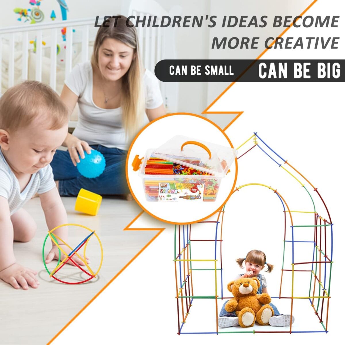 Straw Constructor Toys STEM Building 600Pcs Toy Interlocking Plastic Engineering Thin Tube Blocks Educational Kit for 3 4 5 6 7years Kids Boys and Girls Gift - Image 4