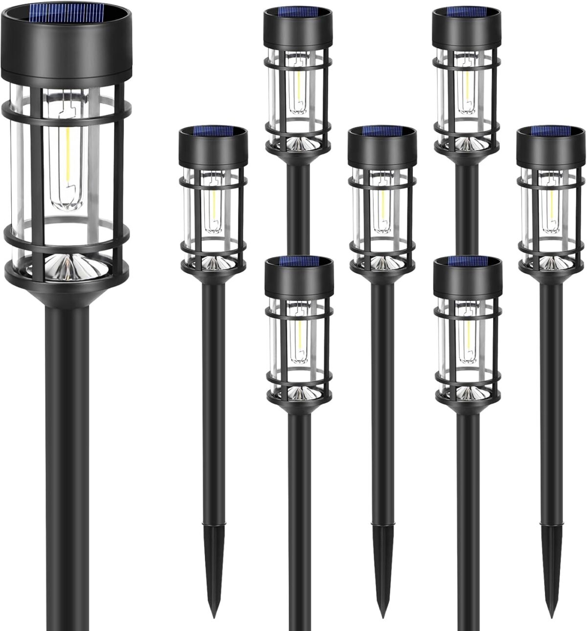 Solar Pathway Lights, 8 Pack LED Solar Lights Outdoor Waterproof, Glass Solar Garden Lights Landscape Lighting for Yard Lawn Walkway Driveway, 3000K - Image 2