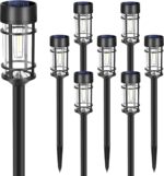 Solar Pathway Lights, 8 Pack LED Solar Lights Outdoor Waterproof, Glass Solar Garden Lights Landscape Lighting for Yard Lawn Walkway Driveway, 3000K - Image 2