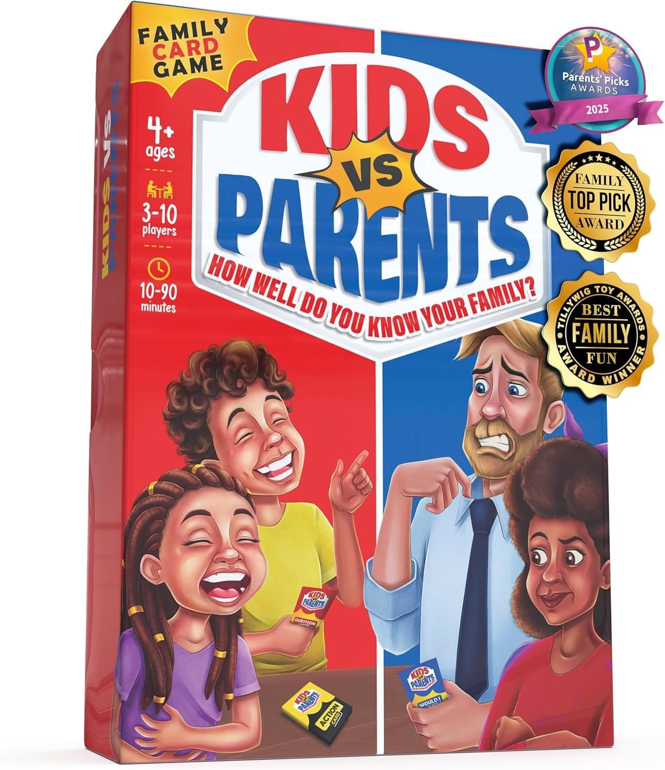 710cp3CIynL._AC_SL1500_.jpg Kids VS Parents - Family Game for Kids 4-12 | Games for Family Game Night | Fun Card Games with 200 Conversation Starter Cards for 10-90 Minutes Play Time - Image 1