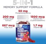 Brain Supplement Gummies for Concentration Memory & Focus Support - Brain Clarity Health with B6 B12, Phosphatidylserine, Coffee Extract, Nootropics Cognitive Vitamins for Adults - 60 Vegan Gummies - Image 6