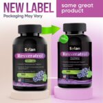SYLAN Resveratrol Supplement, 1000mg, 180 Veggie Capsules, Antioxidant, Supports Heart, Joint, Brain, Immune Health & Anti-Aging, Non-GMO, Made in USA, Resveratrol 500mg Powder per Capsul - Image 2