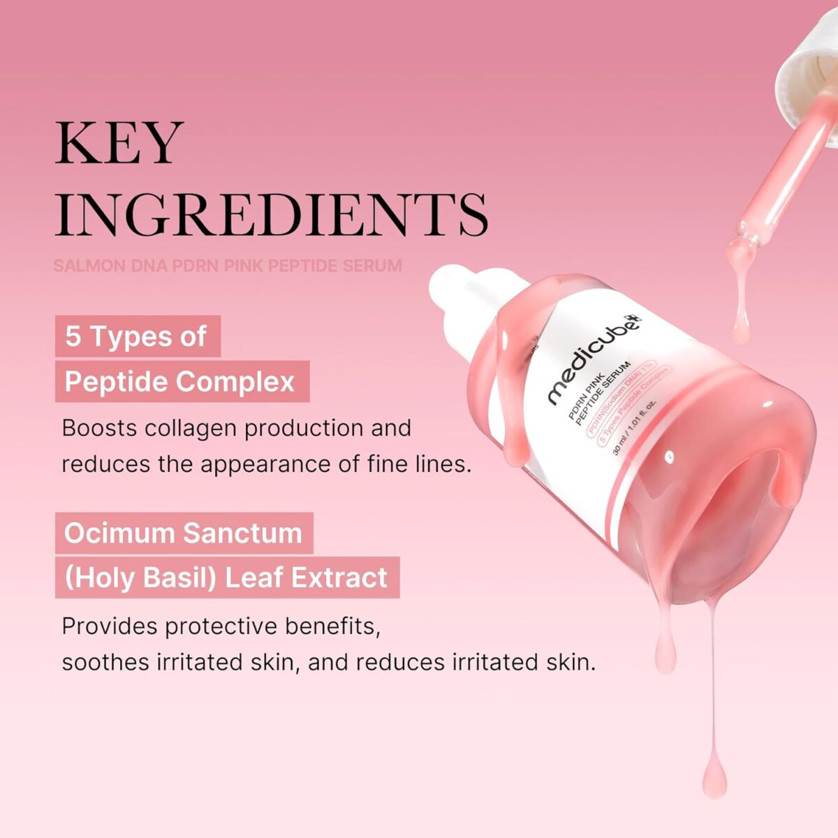 medicube Salmon DNA PDRN Pink Peptide Serum, Pink glow serum, Peptide, Niacinamide, Hydrating & Moisturizing & Firming, Uneven Skin Tone, Korean Skincare | 1.01 fl.oz. (1.01 fl.oz., Salmon DNA PDRN) - Image 5