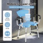 Shower Chair for Inside Shower - 550 lbs, Tool-Free Assembly, Adjustable Height, Padded Shower Stool, Removable Arms & Backrest, Shower Head Clip, Bath Seat for Elderly and Disabled (Blue) - Image 6