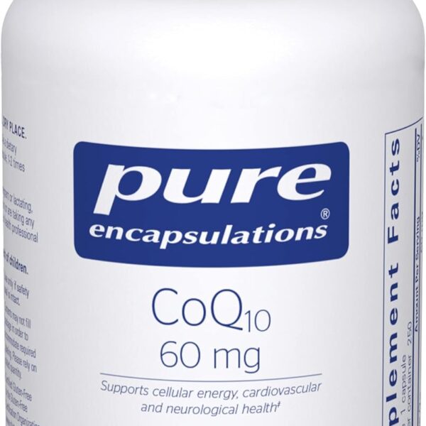 Pure Encapsulations CoQ10 60 mg | Coenzyme Q10 Supplement for Energy, Antioxidants, Brain and Cellular Health, Cognition, and Cardiovascular Support* | 250 Capsules