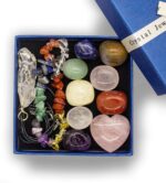 Healing Crystals and Stones Raw Crystals Kit Real Chakra Stones Set, Crystal Box Gemstones Chakra Treatment Rose Quartz Crystals, Guide,Healing, Reiki, Meditation, Witchcraft, Yoga