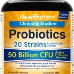 NewRhythm Probiotics 50 Billion CFU 20 Strains, 60 Veggie Capsules, Targeted Release Technology, Stomach Acid Resistant, No Need for Refrigeration, Non-GMO, Gluten Free