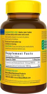 Nature Made Calcium 500 mg with Vitamin D3, Dietary Supplement for Bone Support, 130 Tablets - Image 9