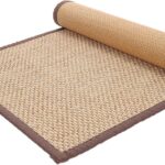 Bamboo Rug Woven Straw Seat Cushion Japanese Style Rattan Futon Sitting Pad Tatami Floor Pillow for Zen Garden Yoga Practice or Buddha Meditation Light Brown Japanese Tatami Mat