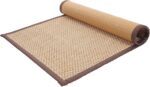 Bamboo Rug Woven Straw Seat Cushion Japanese Style Rattan Futon Sitting Pad Tatami Floor Pillow for Zen Garden Yoga Practice or Buddha Meditation Light Brown Japanese Tatami Mat