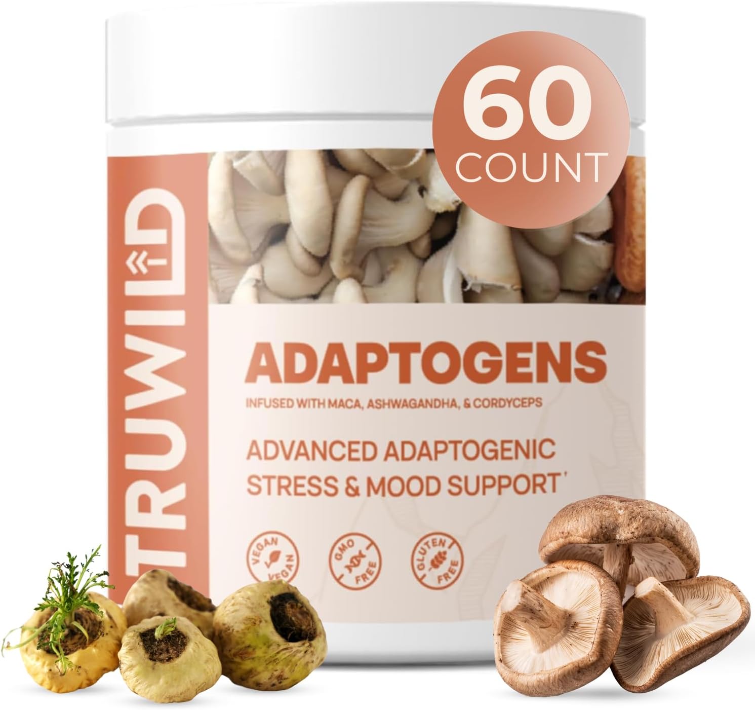 711hazQTE2L._AC_SL1500_.jpg TruWild Adaptogen Blend with Cordyceps Maca Ashwagandha - Full Spectrum Mushroom Blend for Daily Support and Function, All Natural Formula with 7 Key Ingredients, 60 Capsules - Image 1