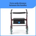 Medline Bariatric Heavy Duty Steel Rollator Supports up to 500 lbs, Strong, Comfortable Rolling Walker with 8 inch Wheels - Image 4
