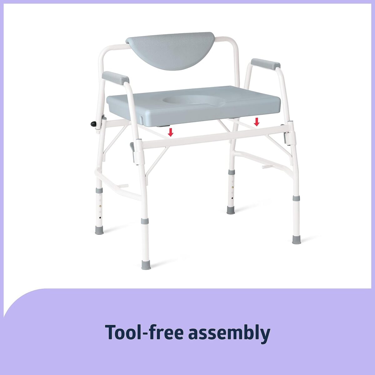 Medline Bariatric Drop-Arm Commode - Heavy Duty Steel Toilet Chair for Disabled and Elderly, 1,000 lb. Weight Capacity - Image 5