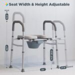 Bedside Commode for Seniors, FSA HSA Eligible Bedside Commode with Adjustable Width and Height, 400 LBS Weight Capacity, 16.9 Inch Extra Large Soft Seat Plate - Image 2