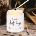 Shqiueos Sympathy Gifts for Loss of Loved One-No Words Just Hugs 7oz Lavender Scented Candle, Bereavement Gift Idea, Memorial, Grief, Thinking of You, Get Well, Comfort Condolence Gift (White) - Image 4