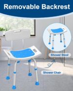 Shower Chair for Inside Shower with Removable Back, FSA/HSA Eligible 400 lbs Heavy Duty Bath Seat for Bathtub, Safety Bath Stool for Seniors and Disabled - Image 5