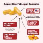 Turmeric Supplement and Organic Apple Cider Vinegar Capsules with Ginger for Joint Health, Metabolic & Digestive Support. Premium Turmeric Apple Cider Vinegar Supplements. Non-GMO. Vegan. 60 ACV Caps - Image 4