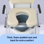 Medline Drop Arm Commode with Padded Seat and Backrest, Durable Toilet Chair for Adults and Seniors, Removable Pail, Splash Guard, Drop Down Arms for Easy Transfer, 350 lb. Weight Capacity, Tan - Image 3