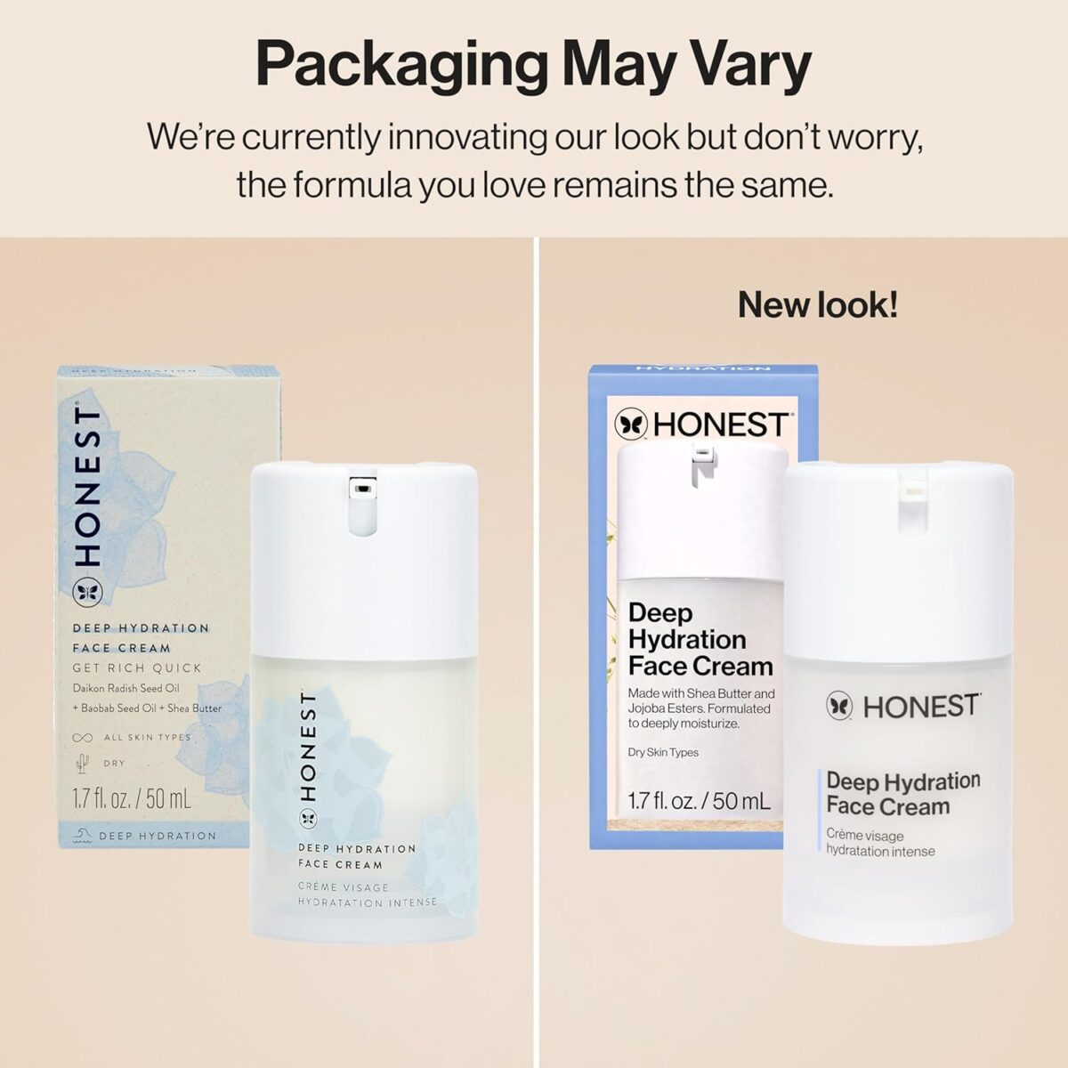 Honest Beauty Deep Hydration Face Cream for All Skin Types | Supports Natural Moisture Barrier | Shea Butter + Baobab Seed Oil | EWG Verified + Cruelty Free | 1.7 fl oz - Image 2