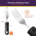 Special Supplies Adaptive Utensils (5-Piece Kitchen Set) Wide, Non-Weighted, Non-Slip Handles for Hand Tremors, Arthritis, Parkinson’s or Elderly Use - Stainless Steel (Black) - Image 2