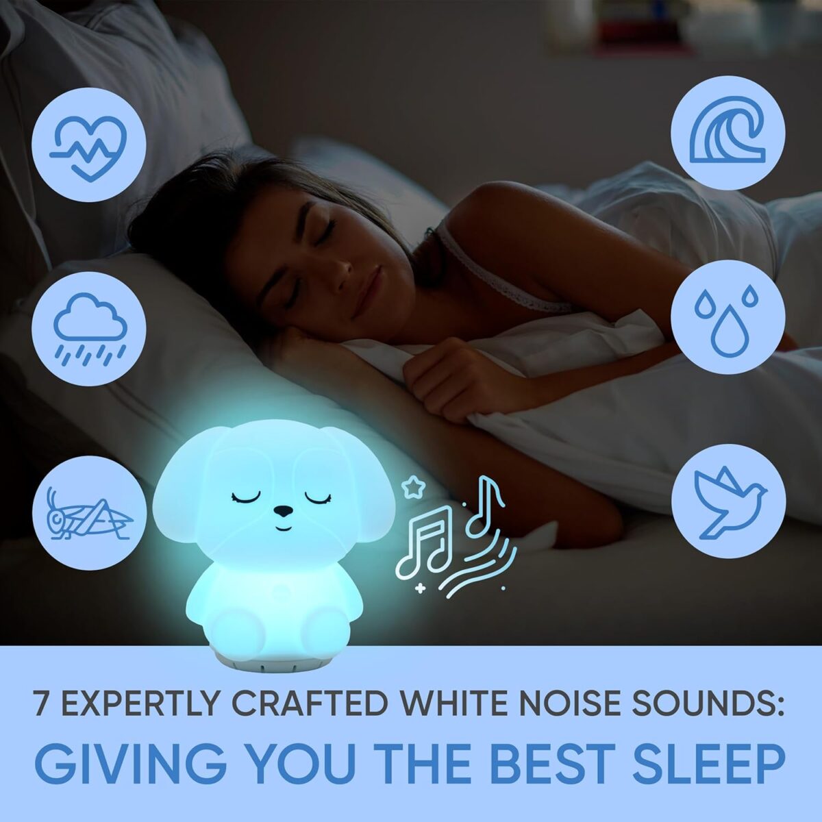 Mindfulness 'Breathing Puppy' | 4-7-8 Guided Visual Meditation Breathing Light | 3 in 1 Device with Night Light & Noise Machine for ADHD Anxiety Stress Relief Sleep - Gift for Kids Adult Women Men - Image 4