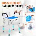 Shower Chair Seat, 400 lbs Capacity, Shower Stool with Crossing Bar, Padded Armrests and Back, Shower Chair for Inside Shower Bathtub, Adjustable Height Bench Bath Chair for Elderly Disabled - Image 3