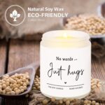 Shqiueos Sympathy Gifts for Loss of Loved One-No Words Just Hugs 7oz Lavender Scented Candle, Bereavement Gift Idea, Memorial, Grief, Thinking of You, Get Well, Comfort Condolence Gift (White) - Image 8
