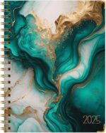 HARDCOVER 2025 Planner, 8.5"x11": 14 Months (November 2024 - December 2025), Daily Weekly Monthly Planner, Yearly Agenda, Bookmark, Pocket Folder and Sticky Note Set (Teal Gold Marble) - Image 8