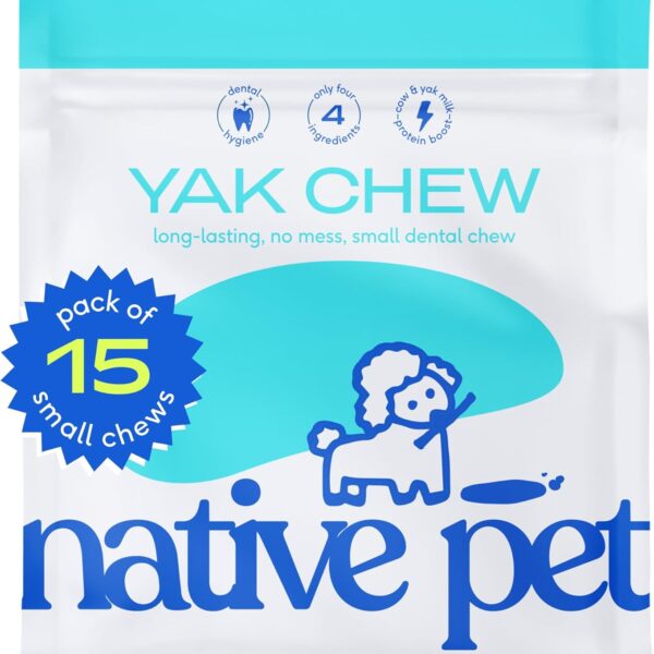 Native Pet Yak Cheese Himalayan Dog Chews - Long Lasting Dental Sticks for Small Breeds– 100% All Natural Himalayan Yak Chews for Small Dogs – Cheese Bone for Aggressive Chewers - 15 Per Pack