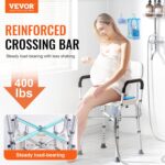 Shower Chair Seat, 400 lbs Capacity, Shower Stool with Crossing Bar, Padded Armrests and Back, Shower Chair for Inside Shower Bathtub, Adjustable Height Bench Bath Chair for Elderly Disabled - Image 2