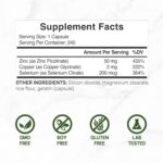 Deal Supplement Zinc 50mg with Selenium + Copper, 240 Capsules, 8 Month Supply, 3 in 1 Mineral Formula, Zinc Picolinate Complex Supplement, Supports Healthy Immune System for Adults and Kids - Image 2