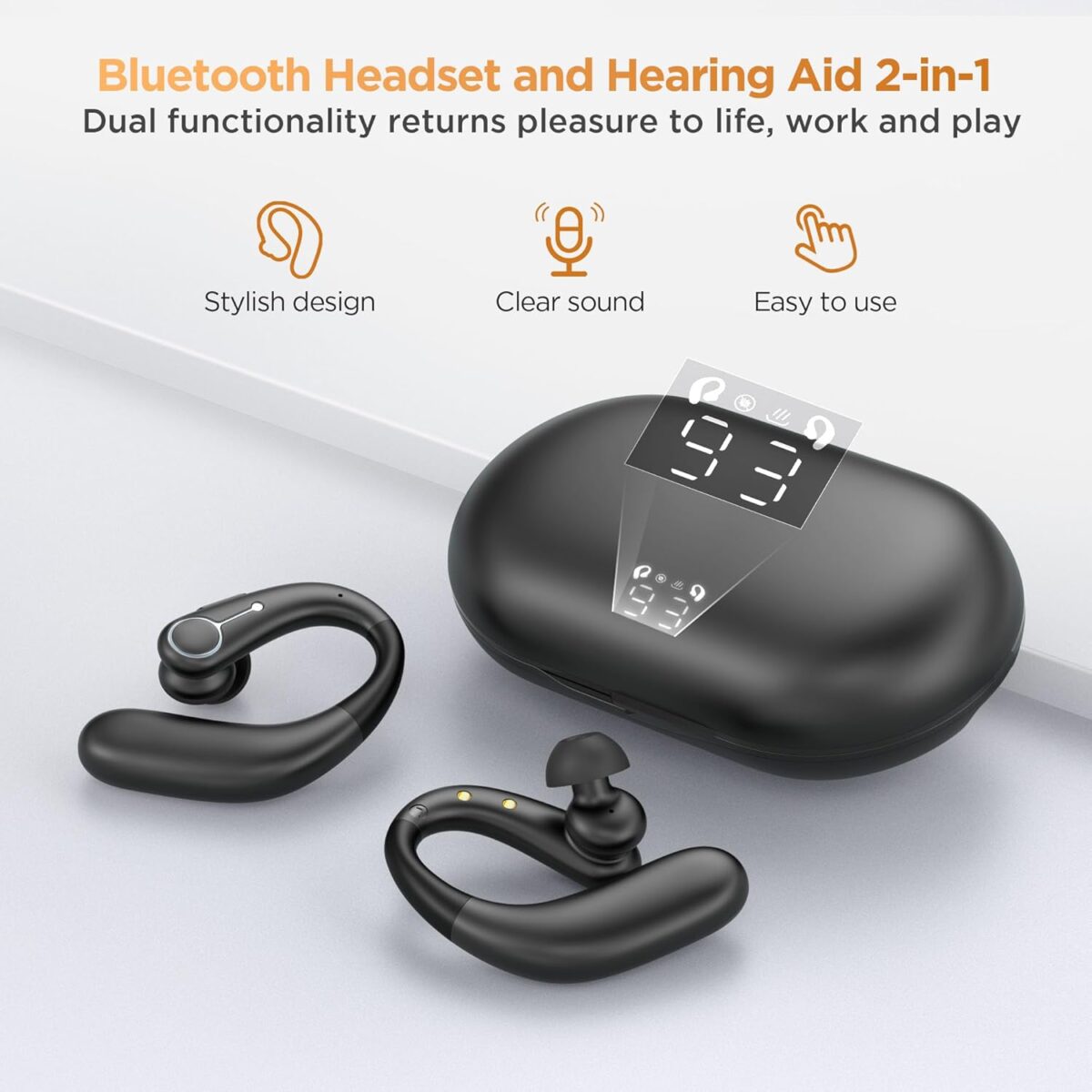 Hearing Aids, Hearing Aids for Seniors with Bluetooth, Rechargeable Hearing Aid with APP for People with Hearing Loss, 5 Levels of Volume Automatic Noise Cancellation, Clear Sound and Easy to Use - Image 2